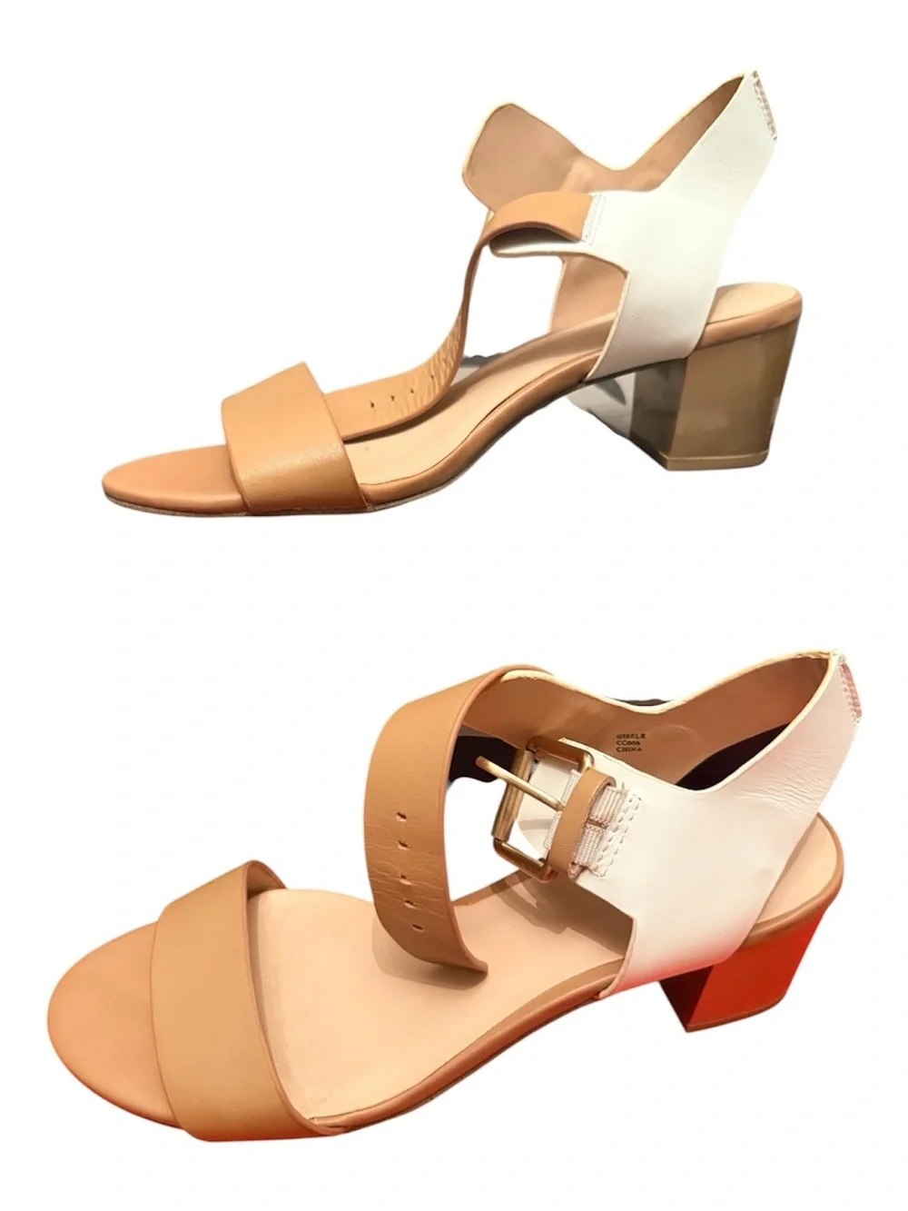 Charles David Two-Tone Tan & Cream Slingback Sandals